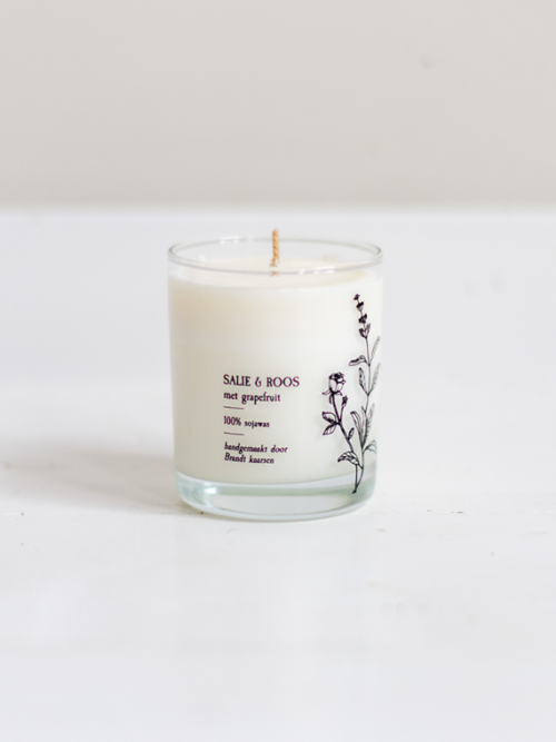 Handmade candle Brandt Soy candle soja kaars salie sage