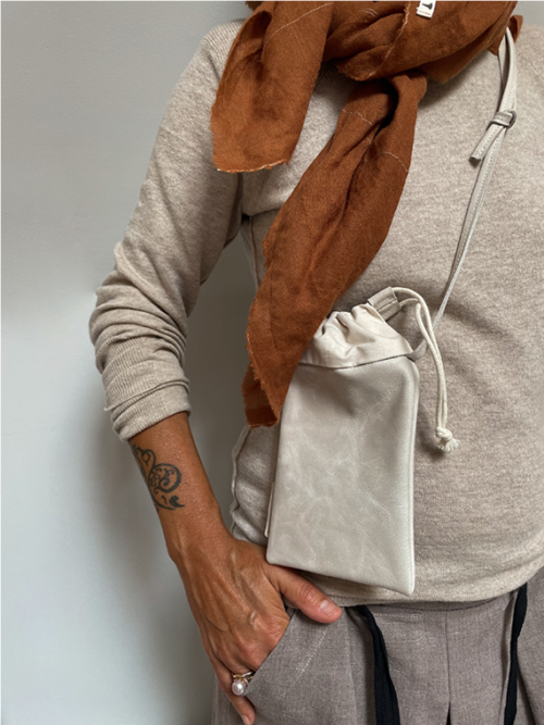 handmade eco leather pouch snekkerbuks off white