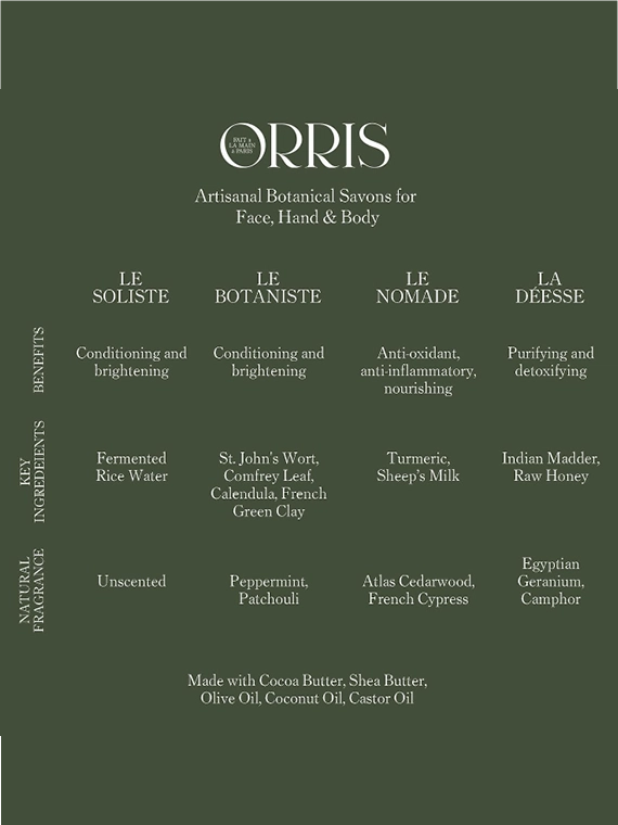 orris Paris orris soap bar handmade soap france scent chart