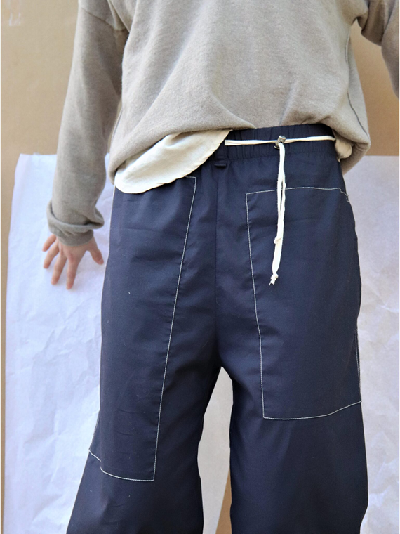 fant shop online gots organic cotton pants poplin Quincy navy detail