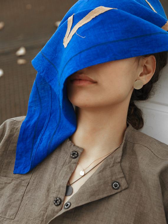 fant shop online linen scarf embrace azure cover