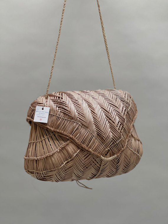 incausa carrying basket by Xavante handmade bag buriti fiber medium
