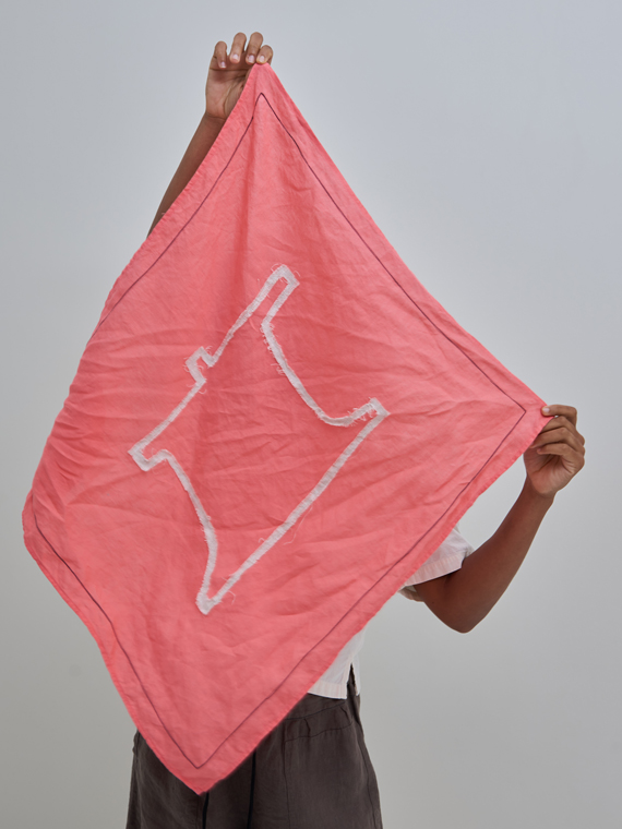 linen mini scarf fant shop online scarf embrace Belgian linen pop pink front