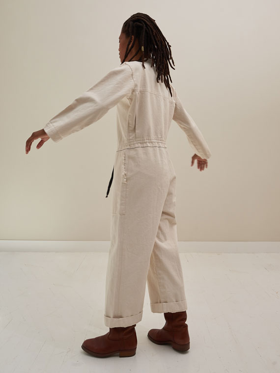 fant shop online canvas cotton jumpsuit back movement