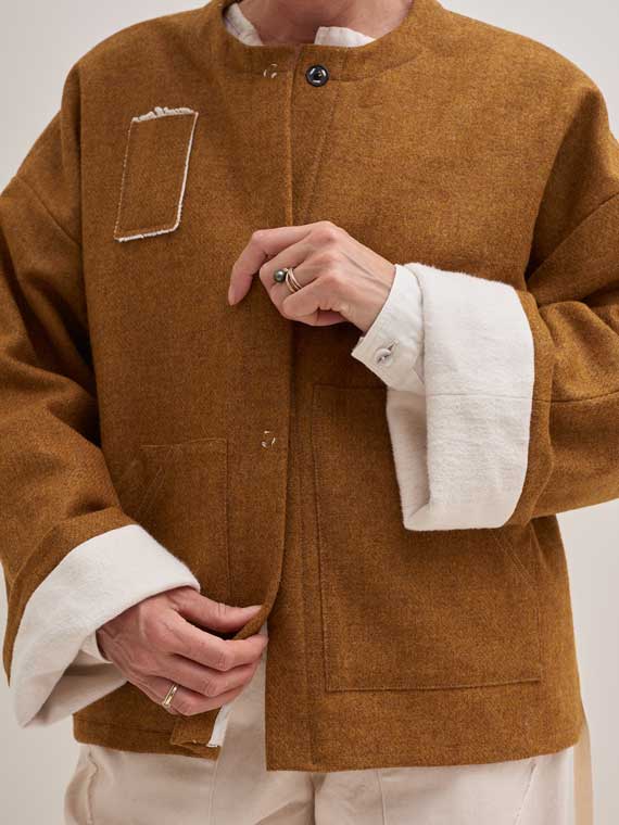fant coat fant jacket fant shop online ochre woolen jacket close front