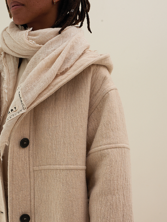 pomandere shop online woolen coat ecru pomandere coat detail close
