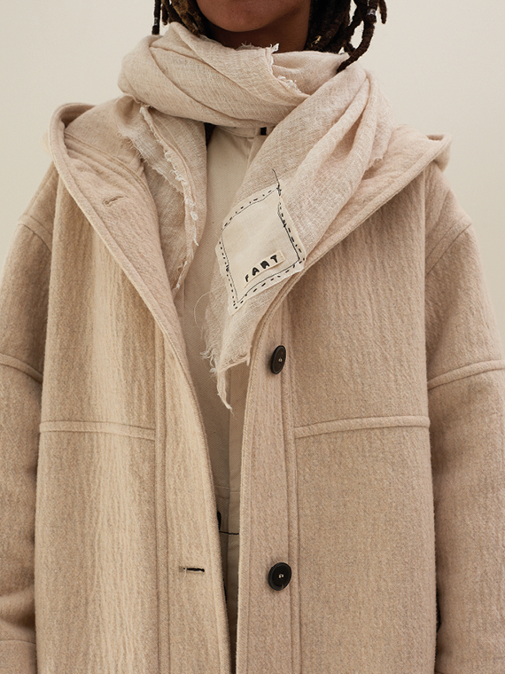 pomandere shop online woolen coat ecru pomandere coat detail front