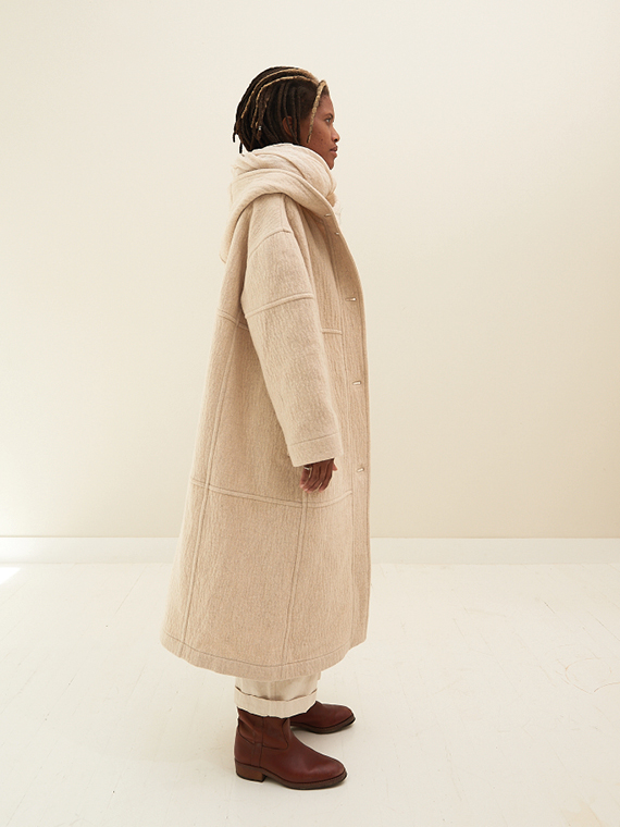 pomandere shop online woolen coat ecru pomandere coat side total