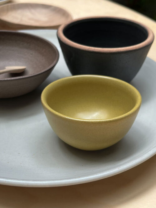 mini bowl olive handmade ceramics cover