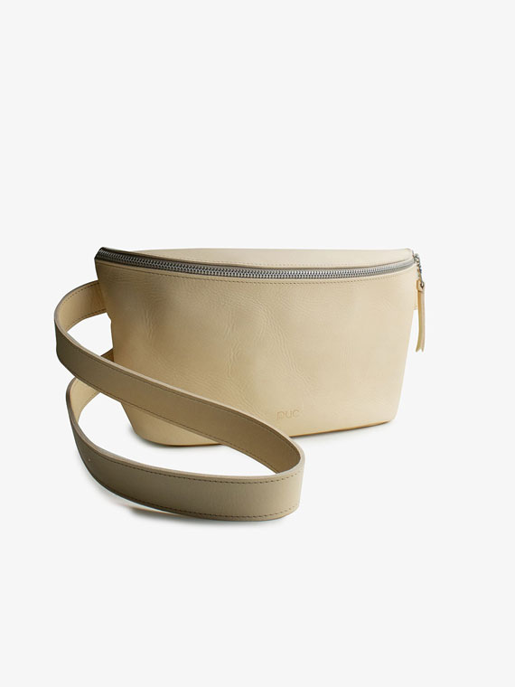 puc bags fanny pack L eco leather handmade bag cream