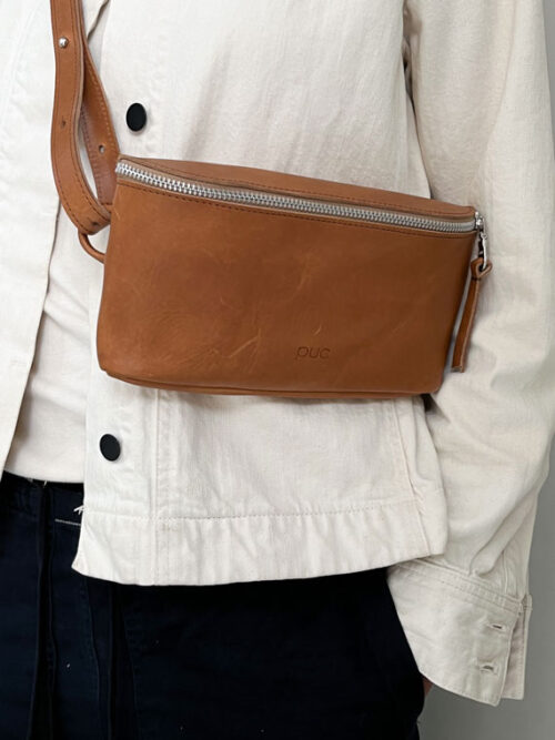 puc bags fanny pack M eco leather handmade bag cognac cover