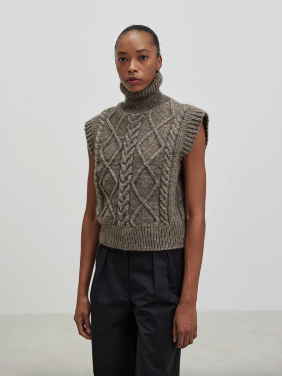 skall shop online magda vest light brown danish wool hand-knitted cover
