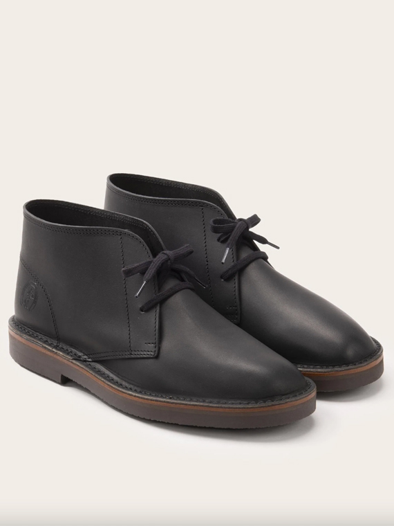 Leather desert boots black discount