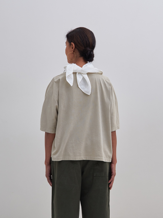 pomandere shop online olive t-shirt cotton shirt back detail