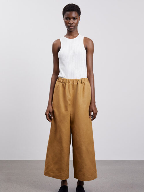 skall studio shop online muto pants golden brown front