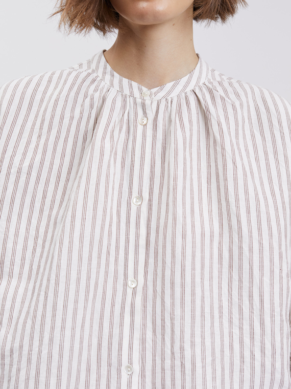 cilla shirt skall studio shop online dark brown off white stripe detail front