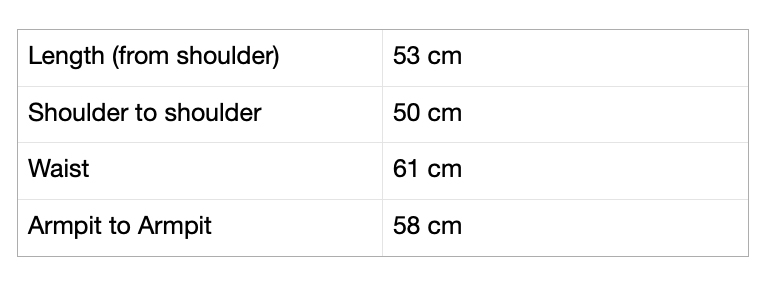 T-shirt Olive pomandere size chart