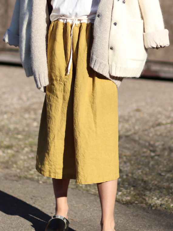 linen skirt noura fant shop online cover mustard