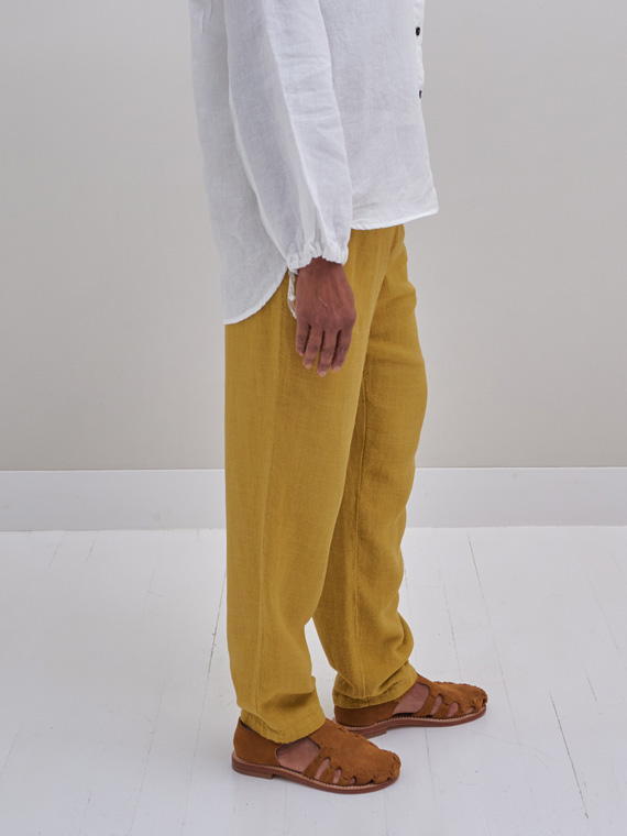 pomandere shop online trousers with elastic waistband honey linen pants detail side