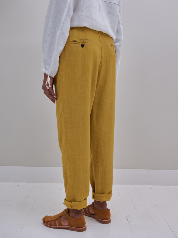 pomandere shop online trousers with elastic waistband honey linen pants detail back