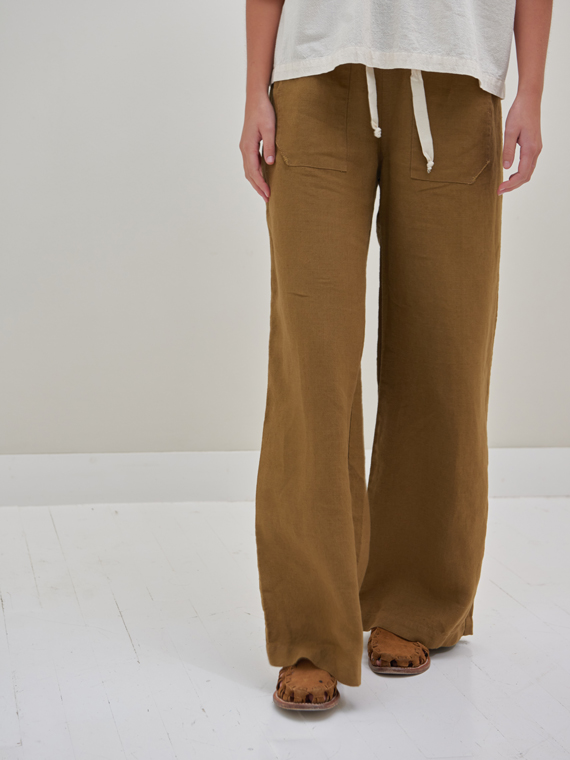 linen pants Stella olive fant shop online close front