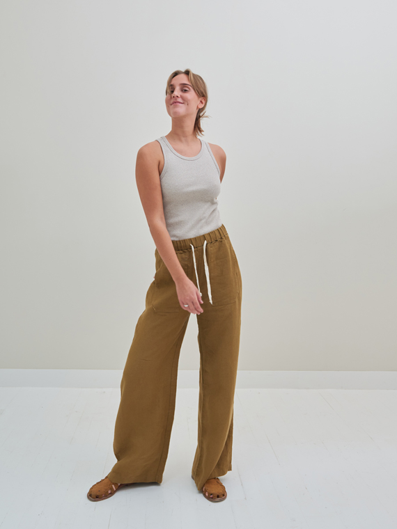 linen pants Stella olive fant shop online