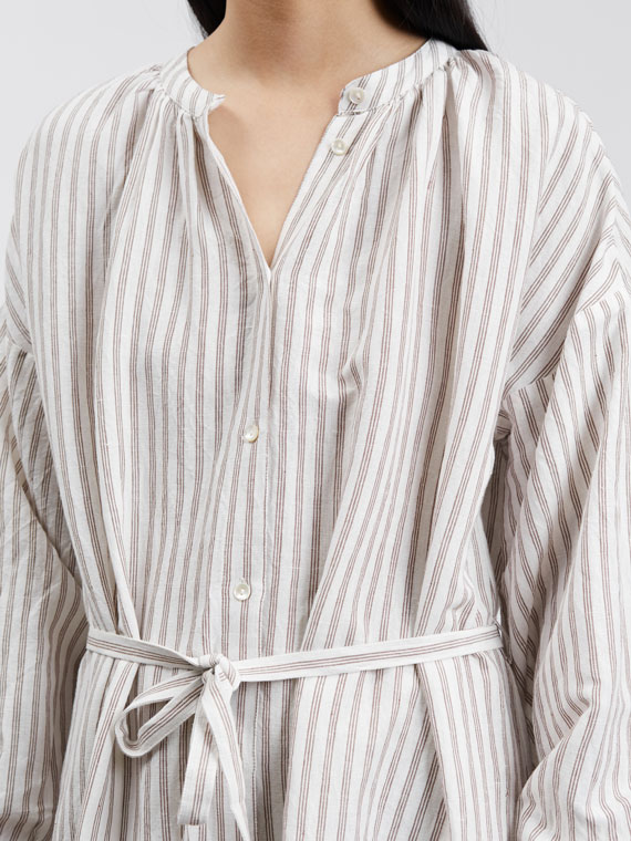 cilla shirtdress skall studio shop online dark brown off white stripe detail