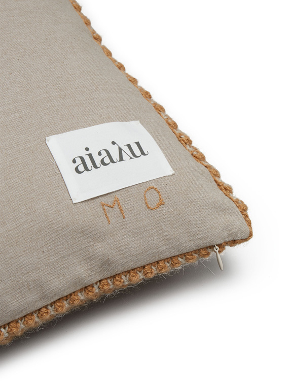 heather classic pillow nutmeg mix aiayu shop online woolen cushion back detail