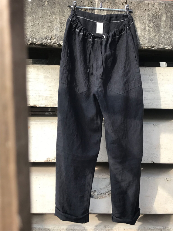 fant shop online pants away linen pants black