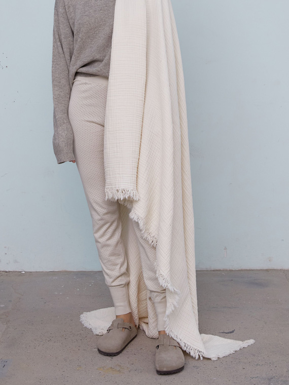 undyed cotton throw aiayu shop online pure ecru total look