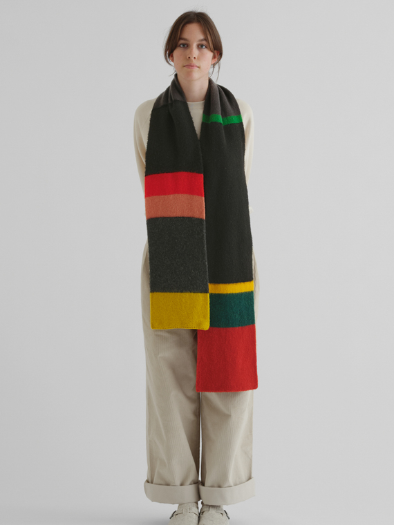 brushed uneven stripe scarf multicolour jo gordon shop online worn