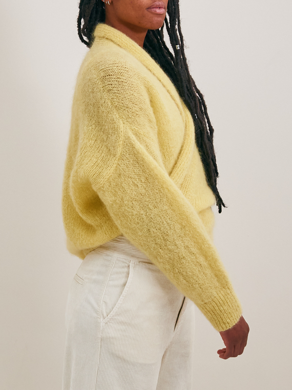 pomandere shop online woolen sweater pomandere lemon alpaca cardigan detail shoulder