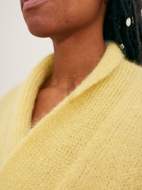 pomandere shop online woolen sweater pomandere lemon alpaca cardigan detail neck