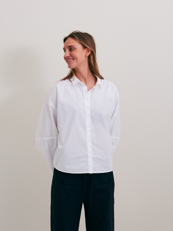 pomandere shop online cotton shirt optic white detail front