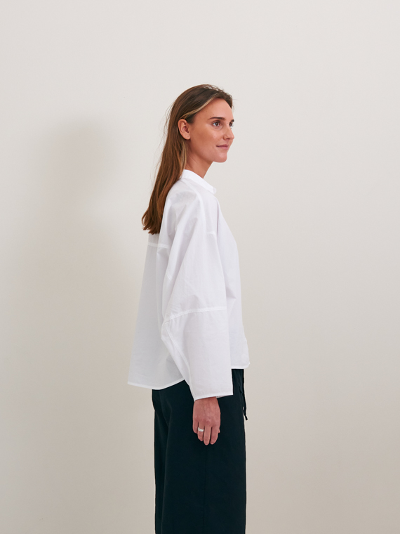 pomandere shop online cotton shirt optic white side detail