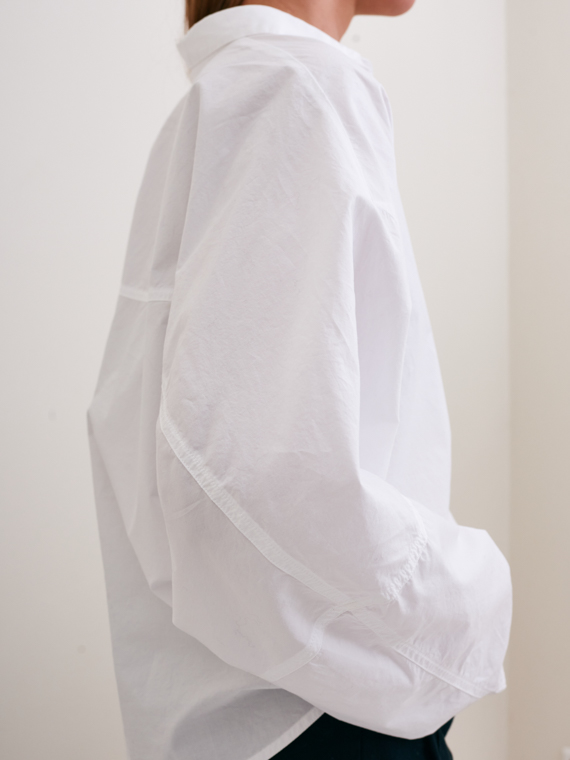 pomandere shop online cotton shirt optic white detail sleeves