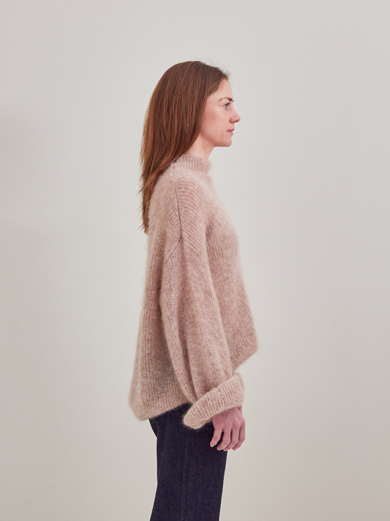 pomandere shop online woolen sweater pomandere antique rose alpaca sweater side total look