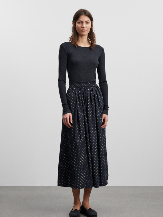 skall studio shop online dagny skirt allistair print midnight beige front total