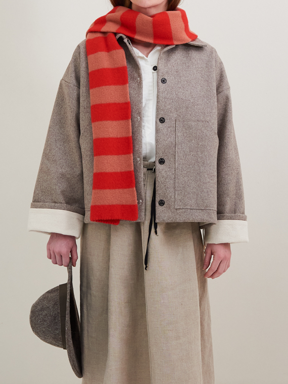 BRUSHED STRIPE SCARF POPPY & PLASTER jo gordon shop online cover coat maiden woolen coat fant
