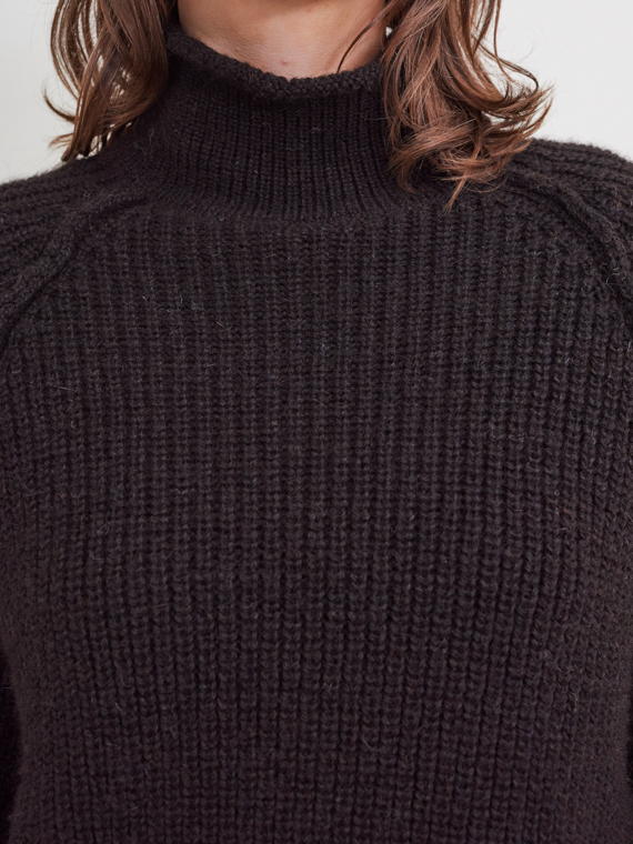 pomandere shop online sweater turtle neck alpaca sweater detail espresso brown