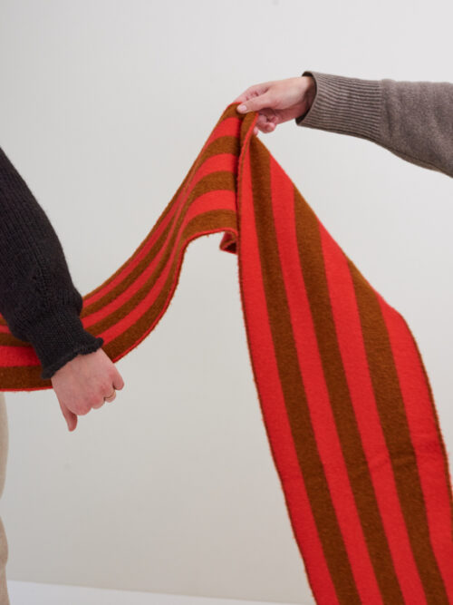 BRUSHED VERTICAL STRIPE SCARF POPPY & CUMIN jo gordon shop online cover