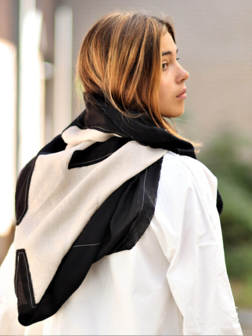 woolen scarf linen patch ida fant scarf shop online black