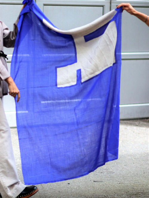 woolen scarf linen patch ida fant scarf shop online ultra blue total cover