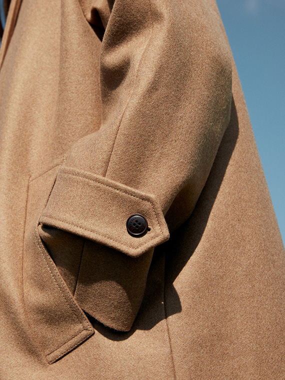 Skall Studio shop online Macy coat dark tan camel coat woolen coat detail sleeve