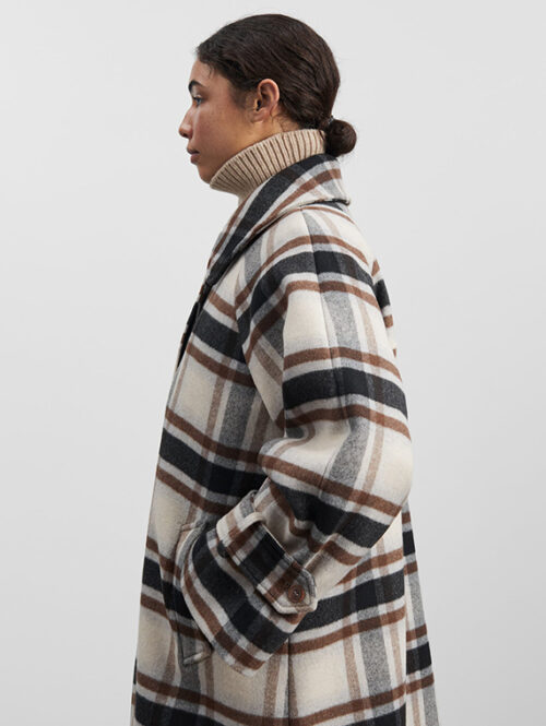 skall studio shop online Josie coat brown grey check cover side