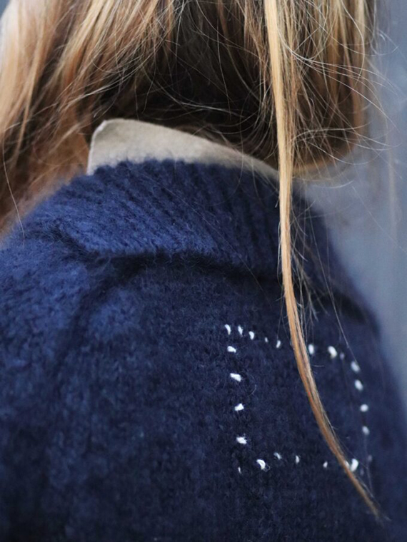 the knitwit stable x fant sweater pico kid mohair dutch mohair sustainable sweater navy back detail