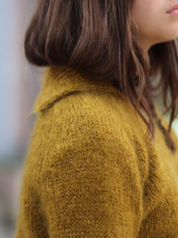 the knitwit stable x fant sweater pico kid mohair dutch mohair sustainable sweater ochre detail