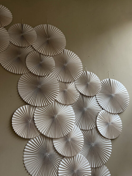 Paper Fan Large Lokta Paper Handmade Handfolded natural art cover