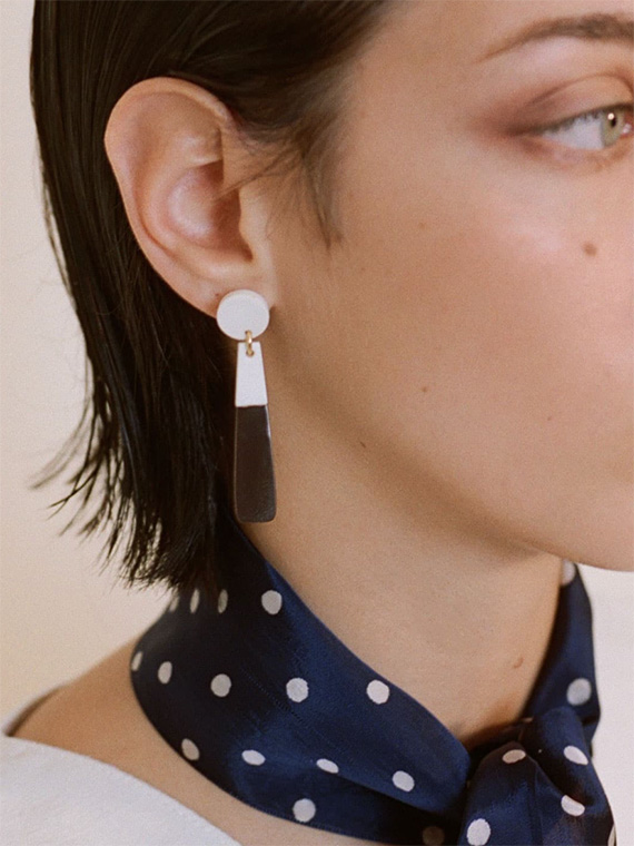 Hilma Choc earrings APRES SKI jewelry Barcelona based model