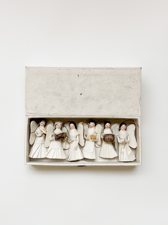 Paper angels paper ornaments sustainable Christmas ornaments handmade paper angels sukha